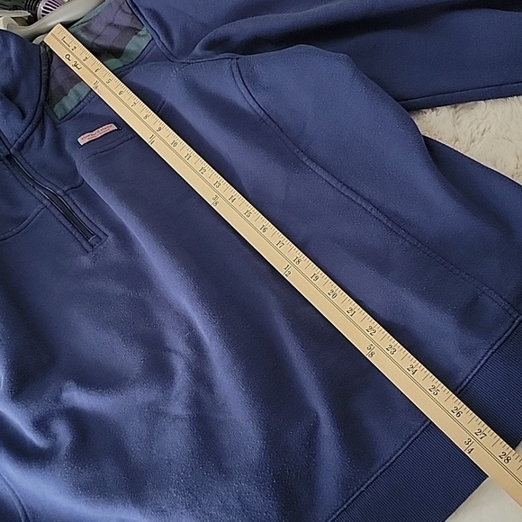 Vineyard Vines Plaid Shep Shirt Blue Green 1/4 Zip Pullover Sweatshirt sz3X BinF - Picture 6 of 7